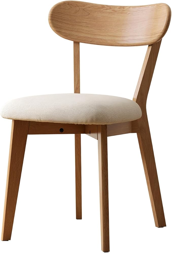 Solid Oak Dining Chair with Upholstered Seat