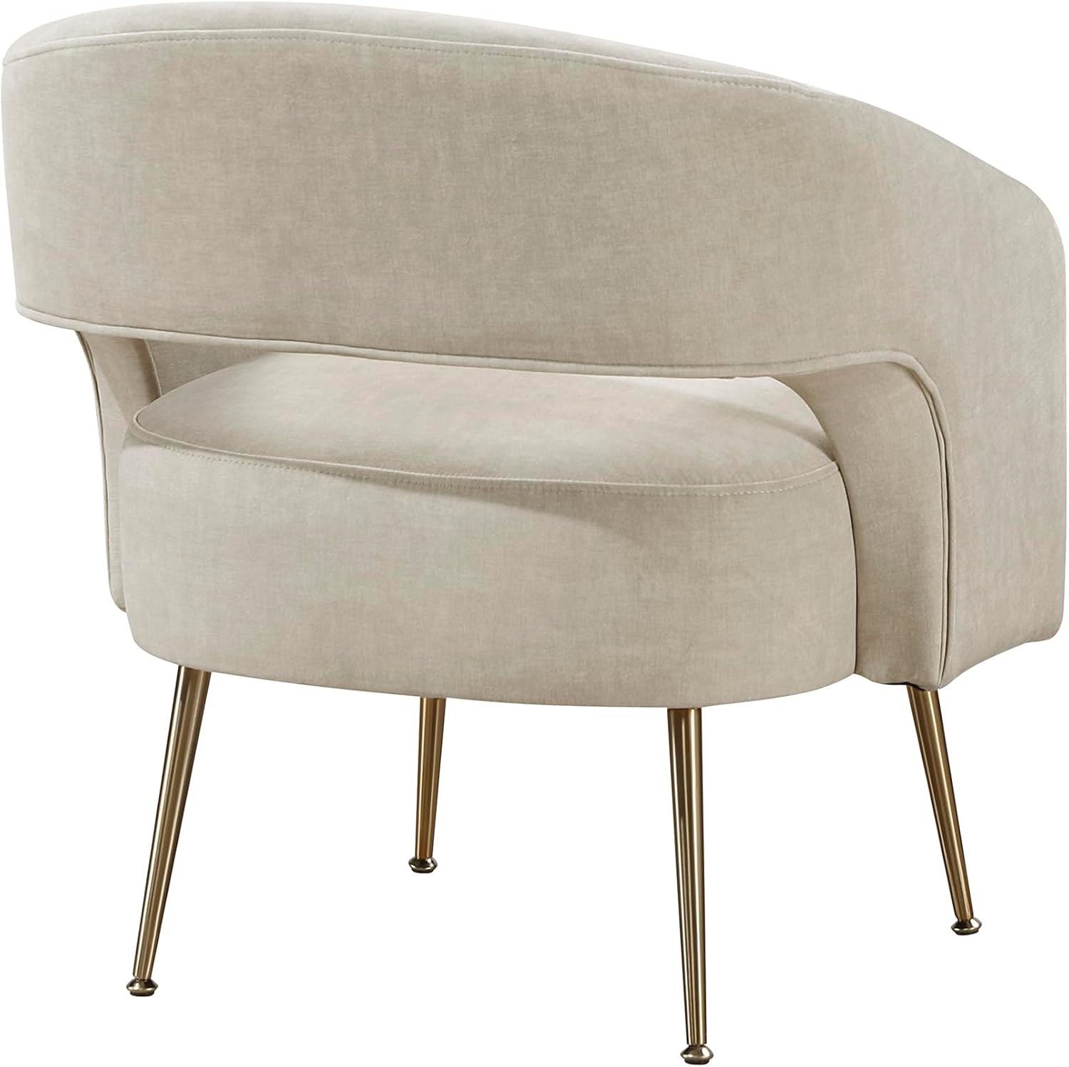 Velvet Barrel Accent Chair with Gold Metal Legs
