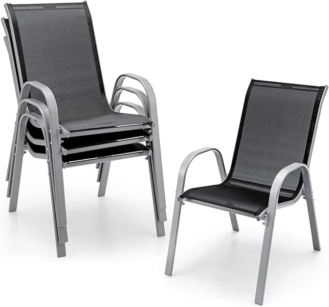 Stackable Outdoor Patio Dining Chairs Set of 4