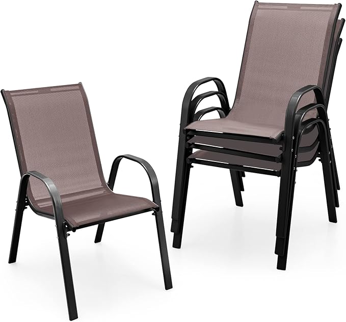 Stackable Outdoor Patio Dining Chairs Set of 4