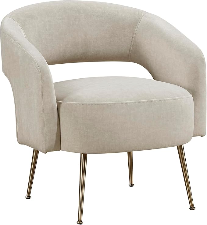 Velvet Barrel Accent Chair with Gold Metal Legs