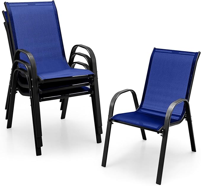 Stackable Outdoor Patio Dining Chairs Set of 4