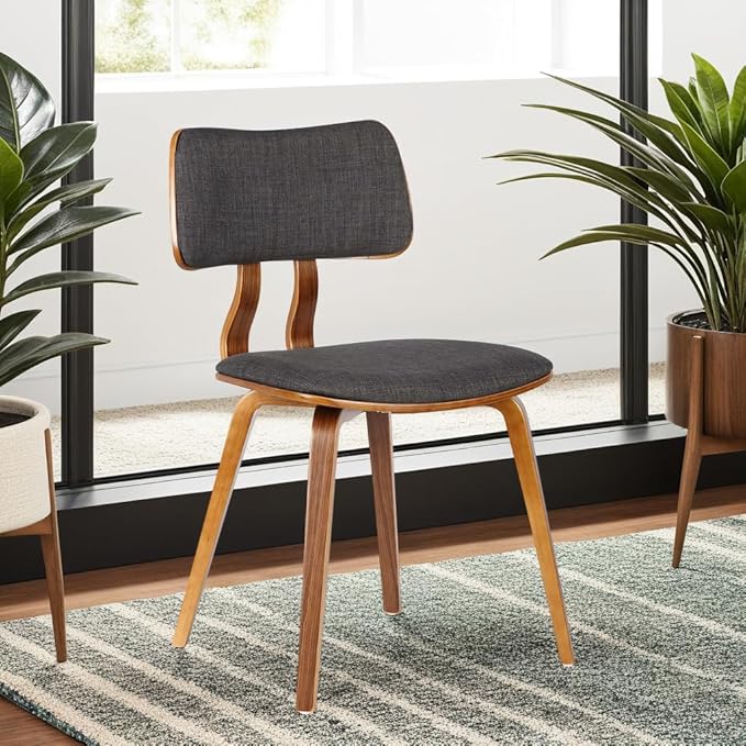 Mid-Century Upholstered Dining Chair with Walnut Wood
