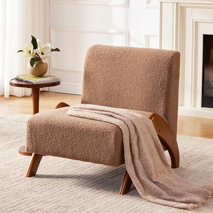 Oversized Sherpa Armless Accent Chair