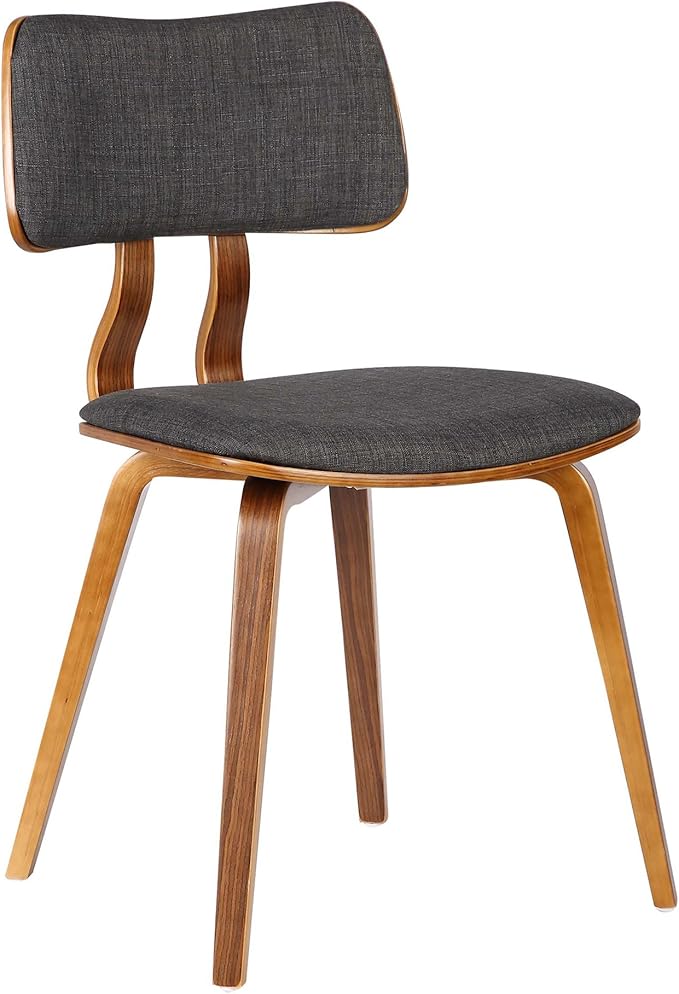 Mid-Century Upholstered Dining Chair with Walnut Wood