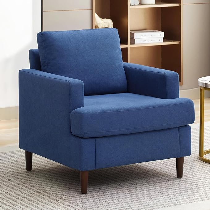 Mid-Century Linen Accent Armchair