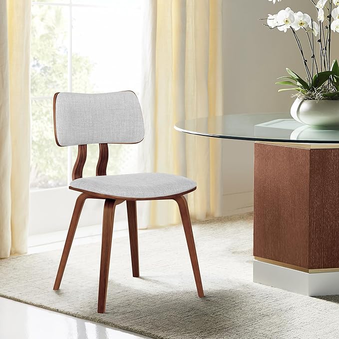 Mid-Century Upholstered Dining Chair with Walnut Wood