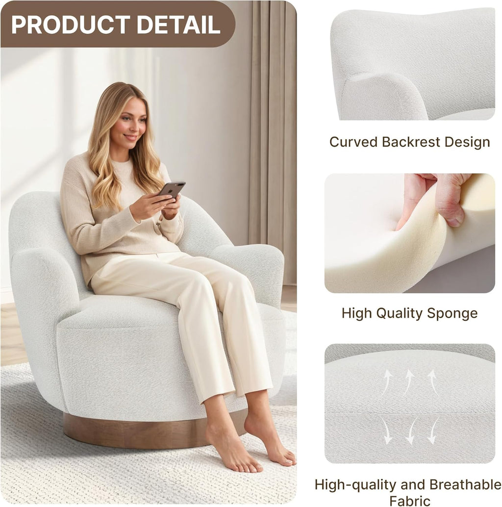 Swivel Upholstered Barrel Accent Chair