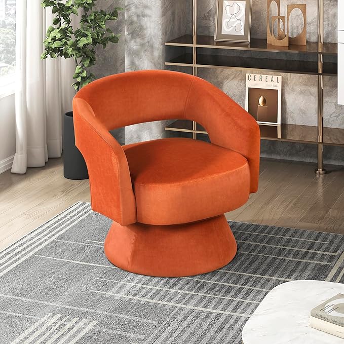 360° Swivel Velvet Barrel Accent Chair
