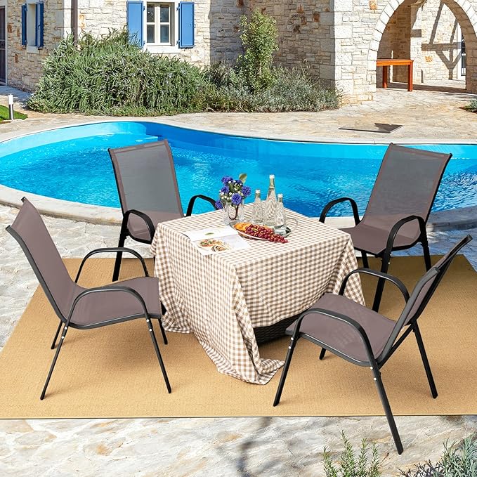 Stackable Outdoor Patio Dining Chairs Set of 4