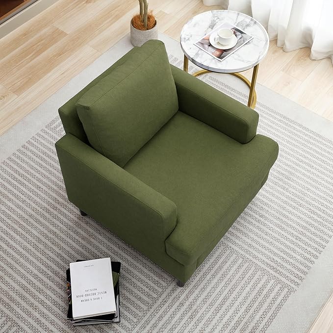 Mid-Century Linen Accent Armchair