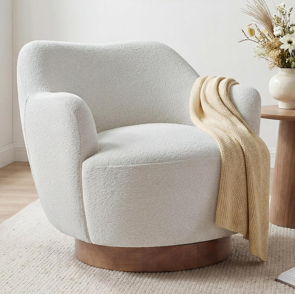 Swivel Upholstered Barrel Accent Chair