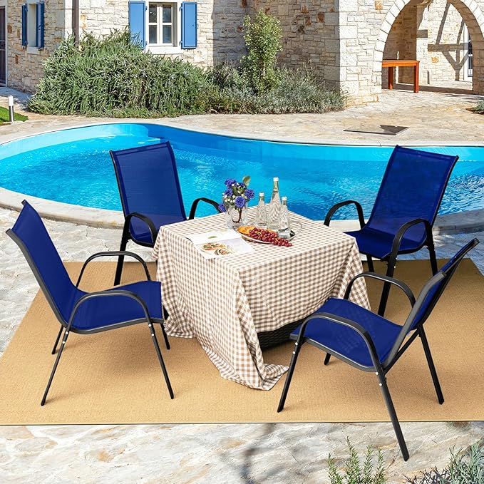 Stackable Outdoor Patio Dining Chairs Set of 4