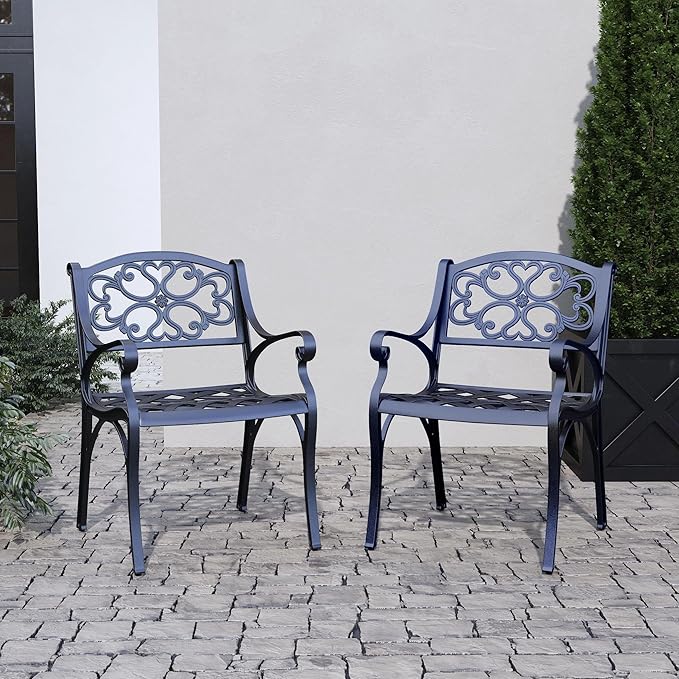 Cast Aluminum Outdoor Dining Chairs Set of 2
