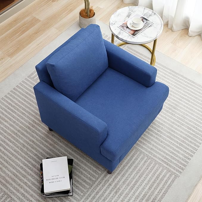 Mid-Century Linen Accent Armchair