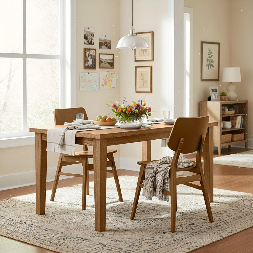 Mid-Century Solid Wood Dining Chairs Set of 2