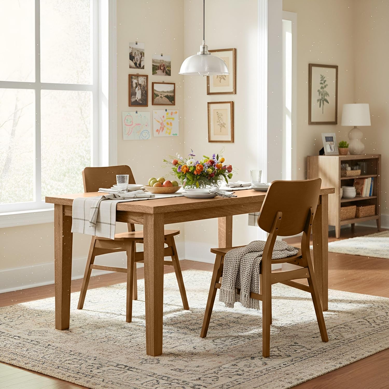 Mid-Century Solid Wood Dining Chairs Set of 2