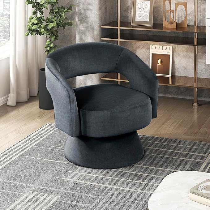 360° Swivel Velvet Barrel Accent Chair